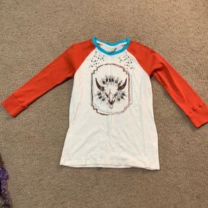 Orange and white ariat long sleeve shirt